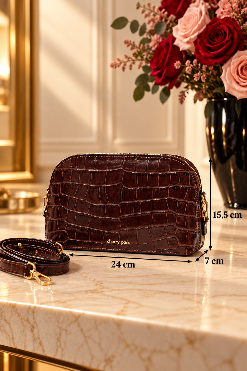 Sac à main Gwendolyn en cuir effet croco CHERRY PARIS