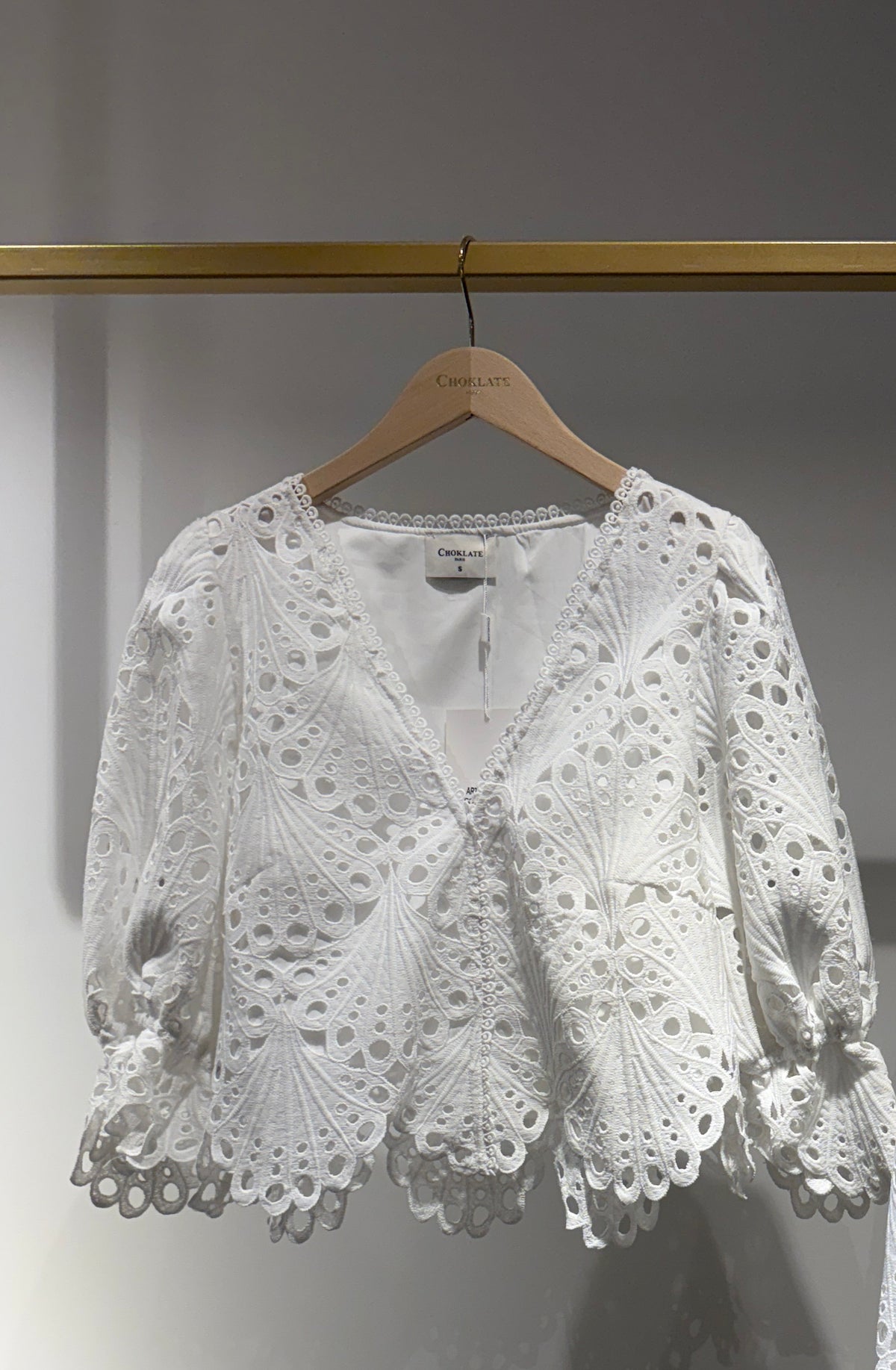 Blouse blanche en dentelle ajourée COPPEROSE