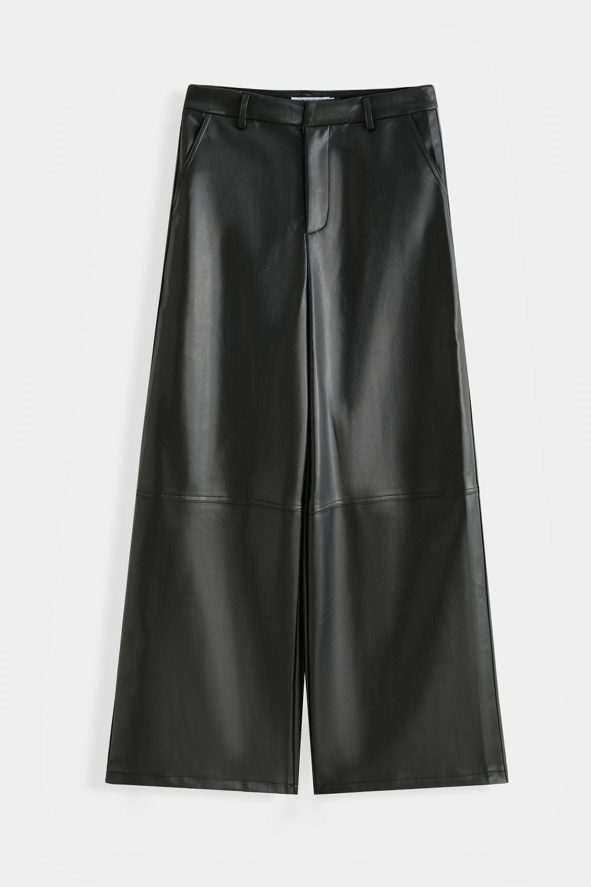 Pantalon large en simili-cuir noir