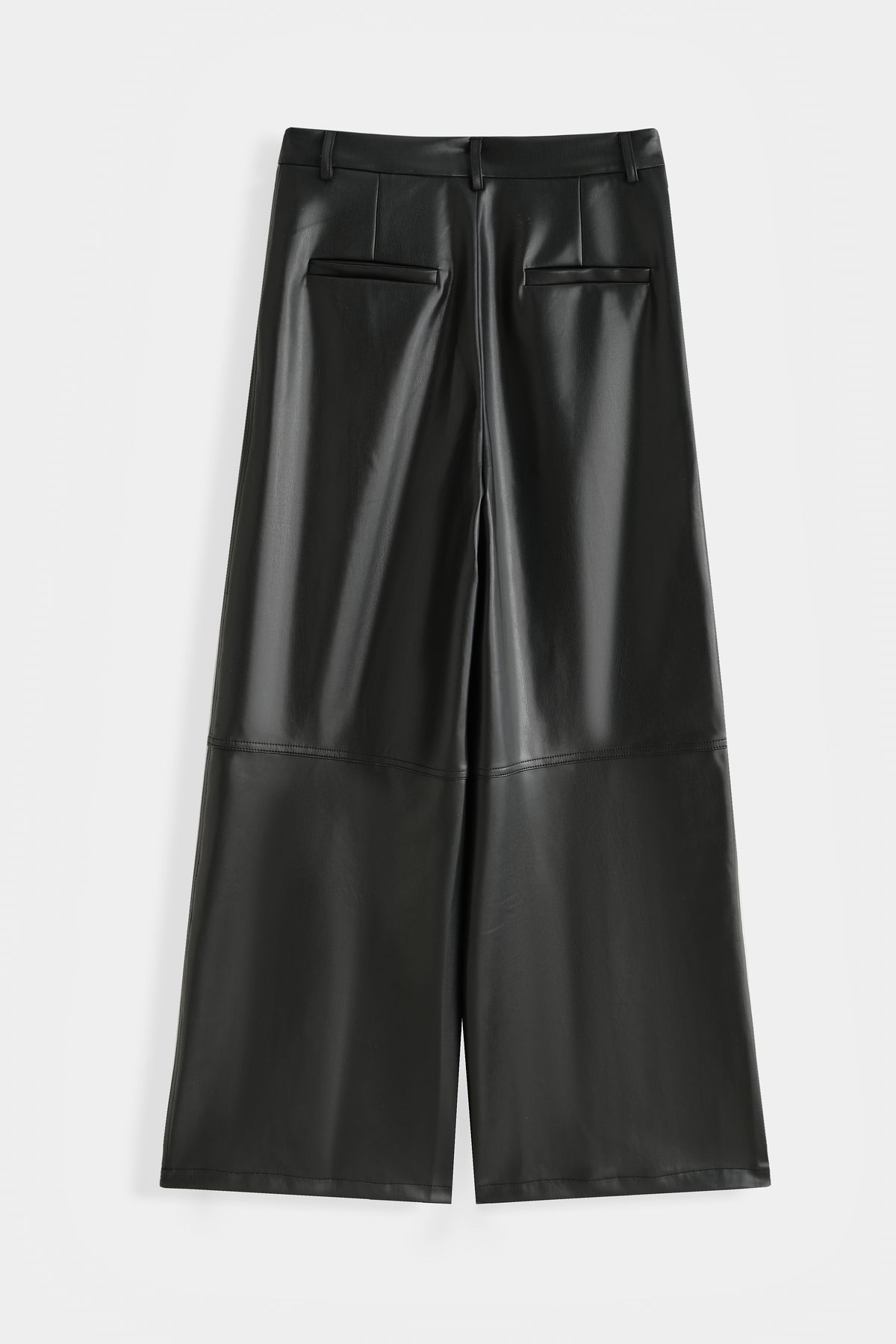Pantalon large en simili-cuir noir