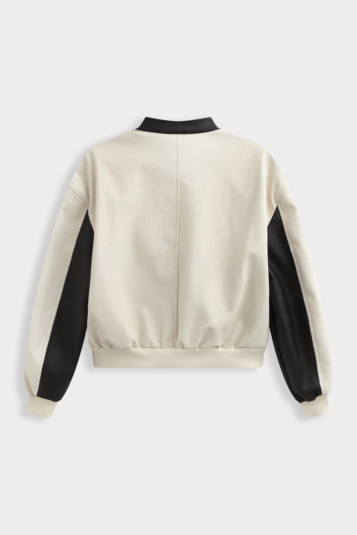 Blouson bicolore blanc & noir en simili-cuir COPPEROSE