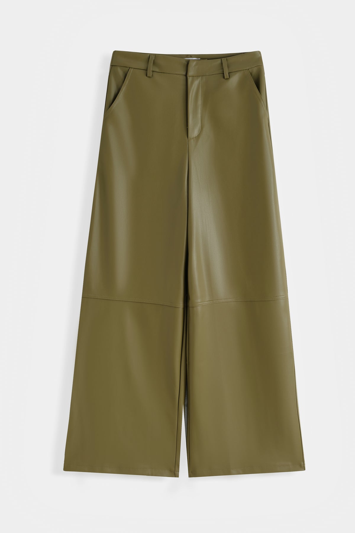 Pantalon large en simili-cuir kaki COPPEROSE