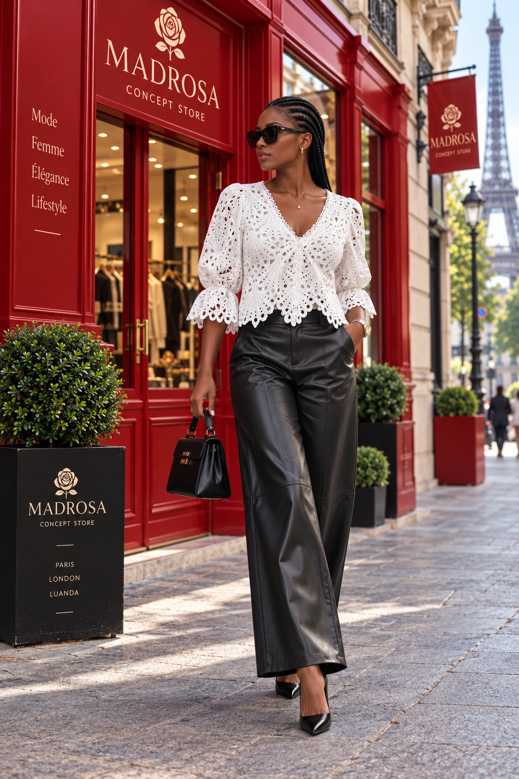 Blouse blanche en dentelle ajourée COPPEROSE